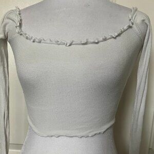 Forever 21 White Off The Shoulder Cropped Long Sleeve Crop Top Size Small